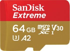 SANDISK microSDXC 64GB Extreme Action Cams and Drones + Rescue PRO Deluxe + SD adaptér