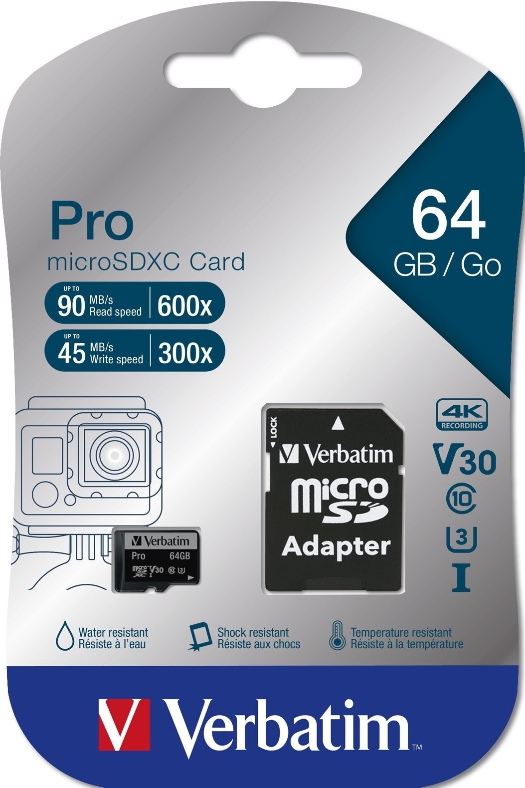 Verbatim MicroSDXC 64GB Pro + SD adaptér