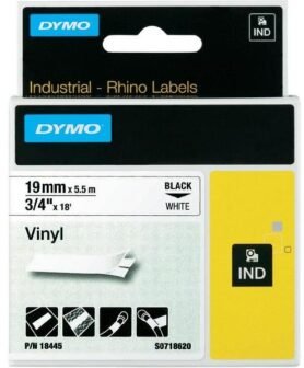 DYMO vinylová páska Rhino D1 19 mm × 5,5 m, černá na bílé