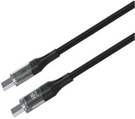 FIXED Cable USB-C/USB-C s displejem a podporou PD 1.2m USB 2.0 100W černý