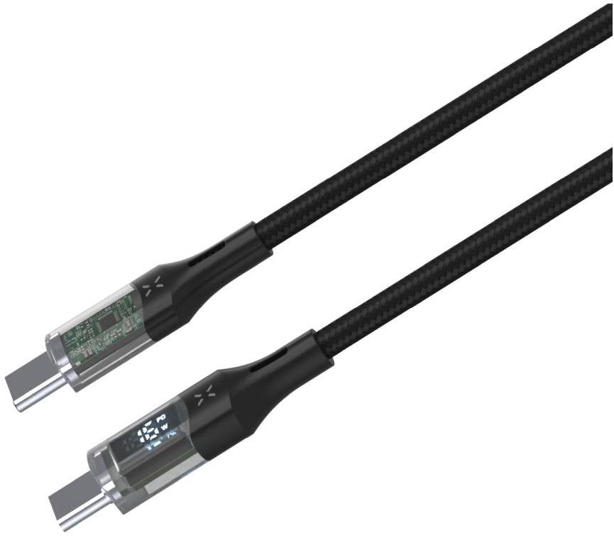 FIXED Cable USB-C/USB-C s displejem a podporou PD 1.2m USB 2.0 100W černý