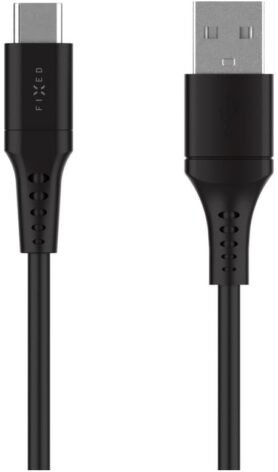 FIXED Cable USB/USB-C a podporou PD 0.3m USB 2.0 60W Liquid silicone černý