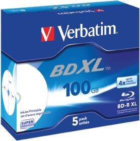 VERBATIM BD-R XL 100GB, 4x, printable, jewel case 5 ks