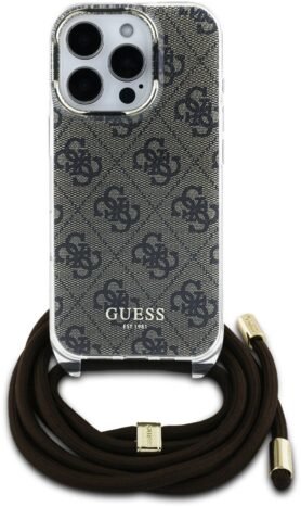 Guess IML 4G Printed Crossbody Popruh Zadní Kryt pro iPhone 16 Pro Brown