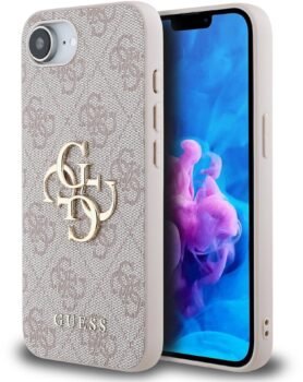 Guess PU 4G Metal Logo Zadní Kryt pro iPhone 16e/17e Pink