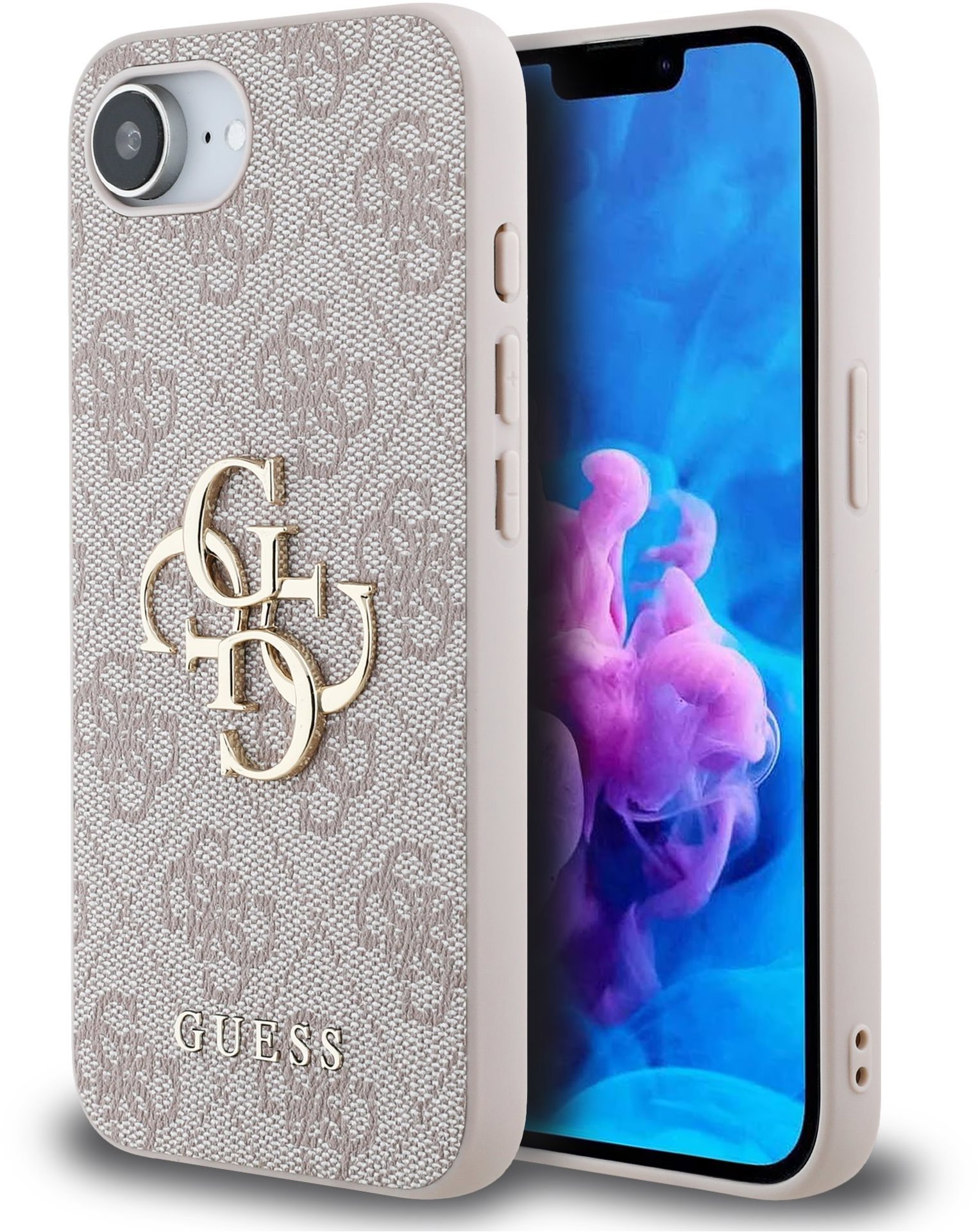 Guess PU 4G Metal Logo Zadní Kryt pro iPhone 16e/17e Pink