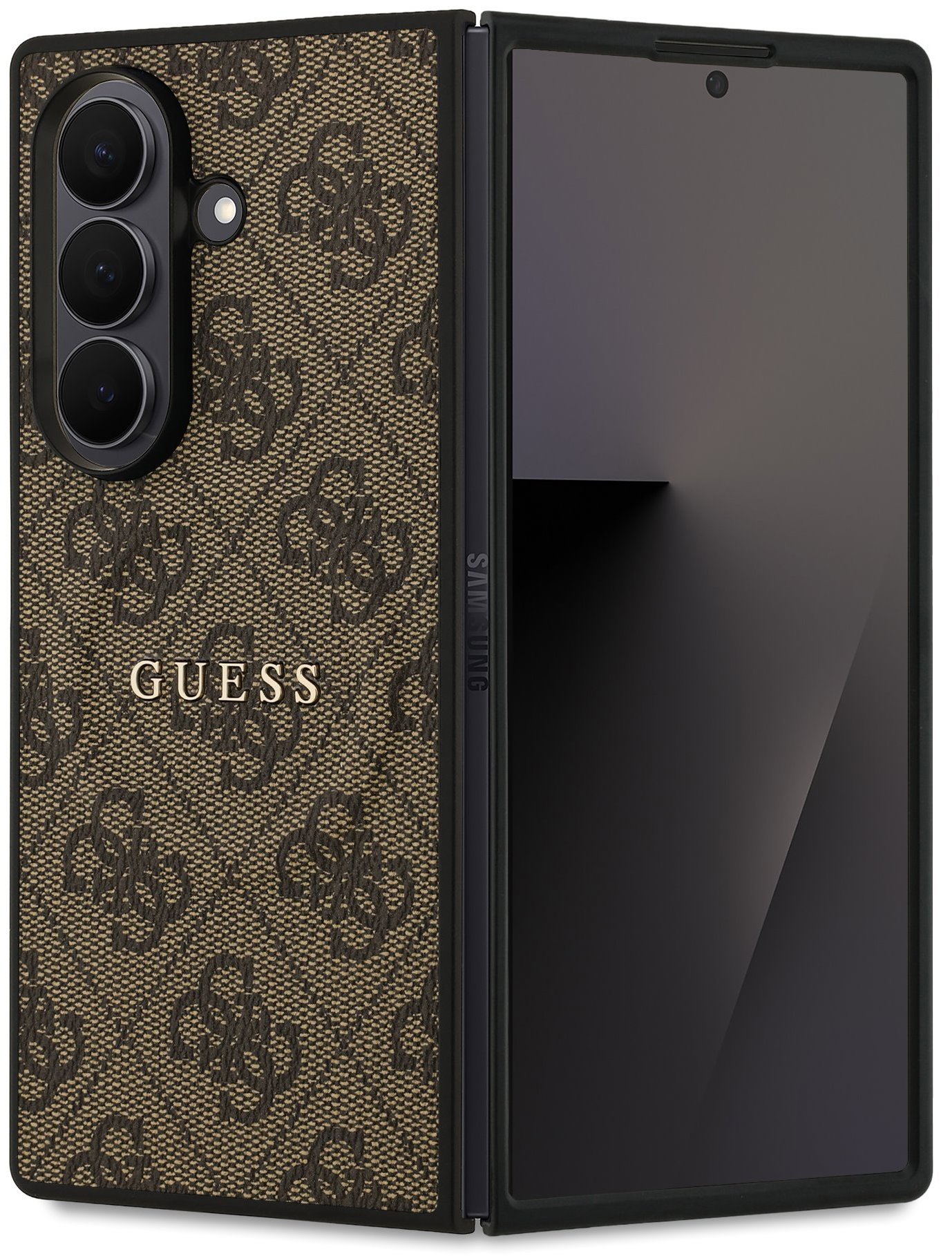 Guess PU Leather 4G Colored Ring Magnetic Zadní Kryt pro Samsung Galaxy Z Fold 7 Brown