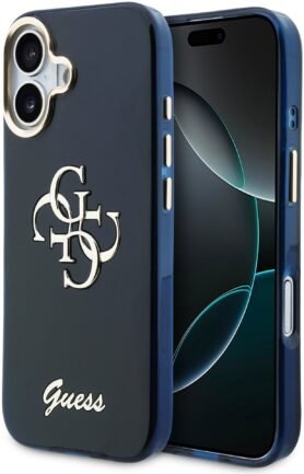Guess IML 4G Script Metal Logo Zadní Kryt pro iPhone 17 Blue