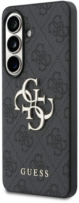 Guess PU 4G Metal Logo Zadní Kryt pro Samsung Galaxy S26 Grey