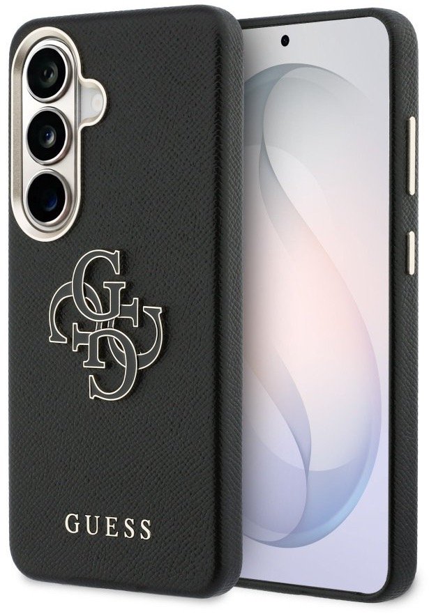Guess PU 4G Resin Metal Logo Zadní Kryt pro Samsung Galaxy S26 Black