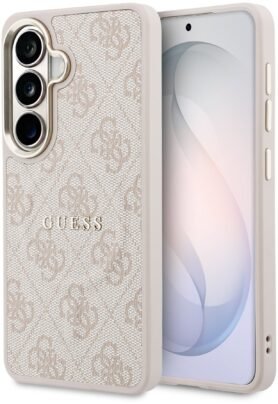 Guess PU Leather 4G Gold Frame Magnetic Zadní Kryt pro Samsung Galaxy S26 Pink