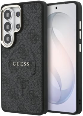 Guess PU Leather 4G Gold Frame Magnetic Zadní Kryt pro Samsung Galaxy S26 Ultra Black