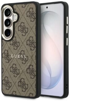 Guess PU Leather 4G Gold Frame Magnetic Zadní Kryt pro Samsung Galaxy S26+ Brown