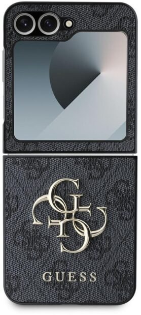 Guess PU 4G Metal Logo Zadní Kryt pro Samsung Galaxy Z Flip6 Grey