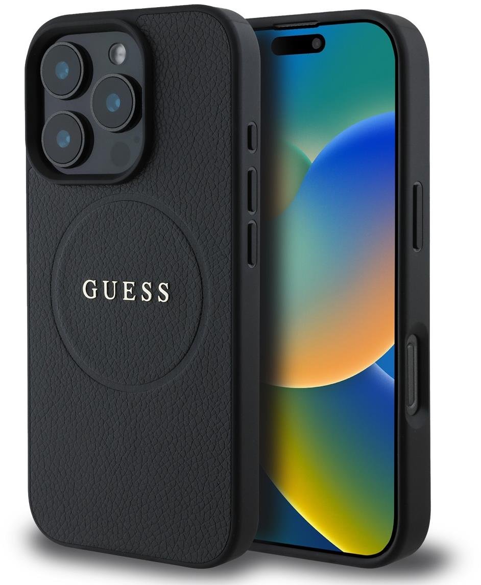 Guess PU Grained Classic Logo MagSafe Zadní Kryt pro iPhone 16 Pro Black