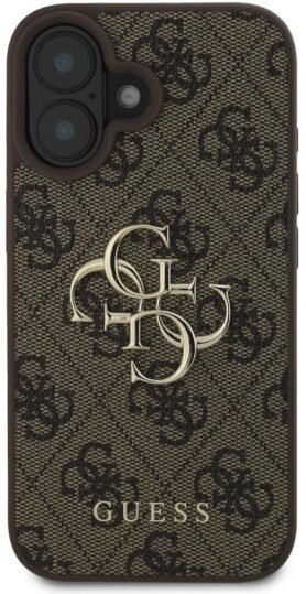 Guess PU 4G Metal Logo Zadní Kryt pro iPhone 16 Brown