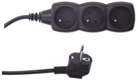 EMOS Prodlužovací kabel – 3 zásuvky, 1,5m, černý