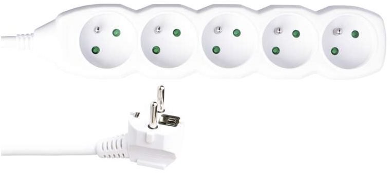 EMOS Prodlužovací kabel – 5 zásuvek, 5m, 3× 1,5mm2, bílý