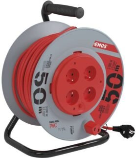 EMOS PVC kabel na bubnu s pevným středem – 4 zásuvky, 50m, 1,5mm2
