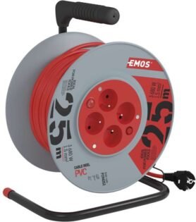EMOS PVC kabel na bubnu s vypínačem – 4 zásuvky, 25m, 1,5mm2