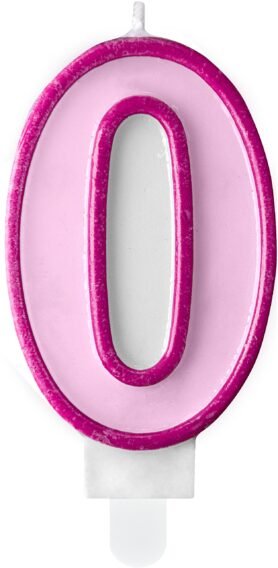 Svíčka narozeninová, 7cm, číslice "0", růžová
