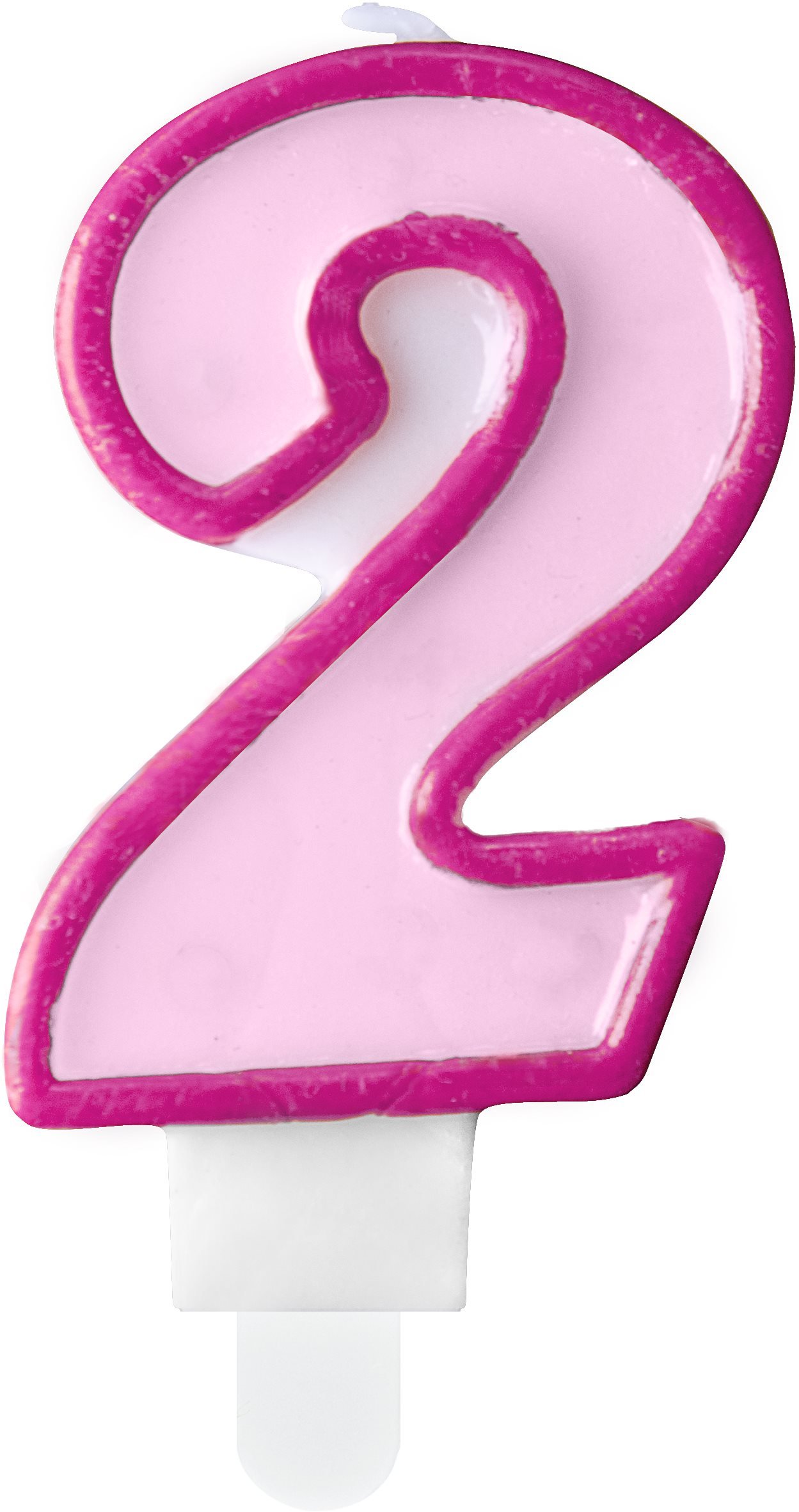 Svíčka narozeninová, 7cm, číslice "2", růžová
