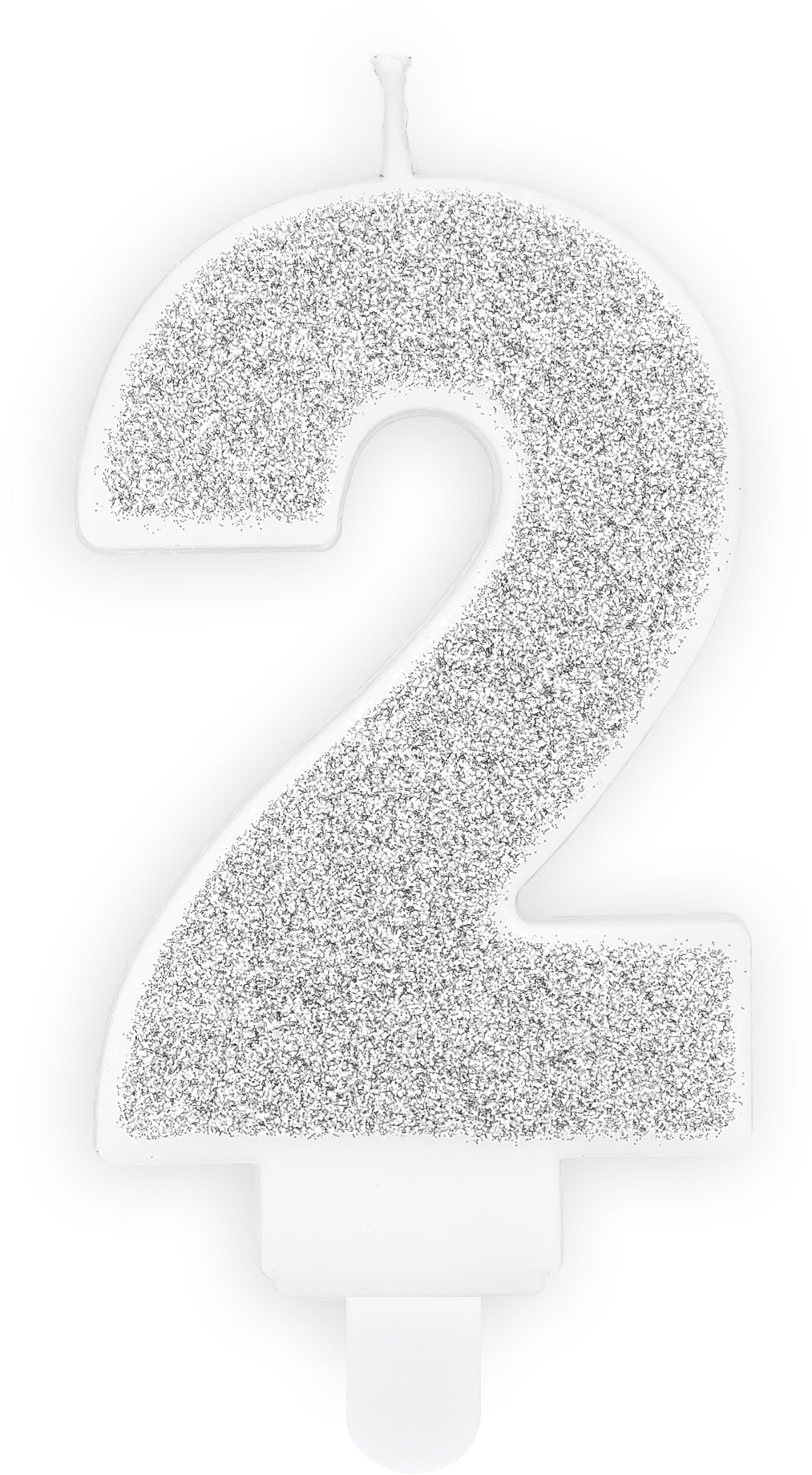 Svíčka narozeninová, 7cm, číslice "2", stříbrná