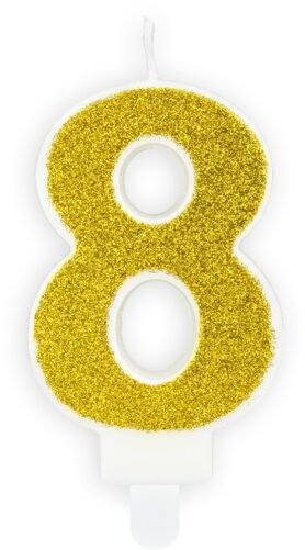Svíčka narozeninová, 7cm, číslice "8", zlatá