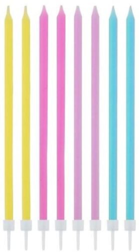 Narozeninové svíčky - pastelové dlouhé,14,5 cm 16 ks