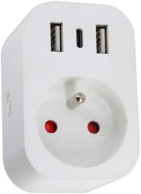 IMMAX NEO LITE Smart vnitřní zásuvka s kolíkem, typ E, 2xUSB, 1xUSB C , WiFi