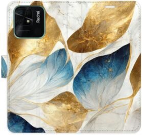 iSaprio flip pouzdro GoldBlue Leaves pro Xiaomi Redmi 10C