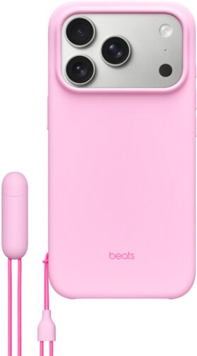 iPhone Kryt Beats se stojánkem na iPhone 17 Pro s MagSafe a ovladačem fotoaparátu oblázkově růžový