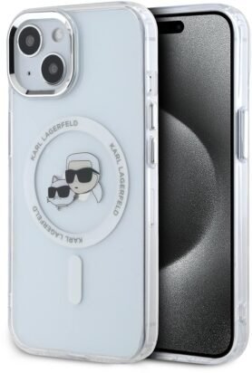 Karl Lagerfeld IML K&CH Heads Metal Frame MagSafe Zadní Kryt pro iPhone 14 Transparent