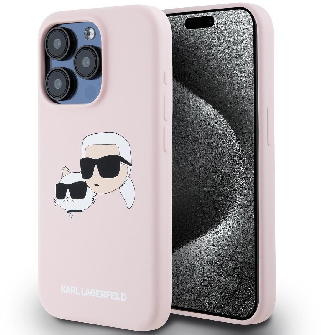 Karl Lagerfeld Liquid Silicone Double Heads MagSafe Zadní Kryt pro iPhone 15 Pro Pink