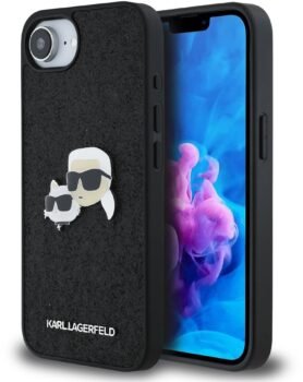 Karl Lagerfeld Fixed Glitter Metal K&CH Zadní Kryt pro iPhone 16e/17e Black