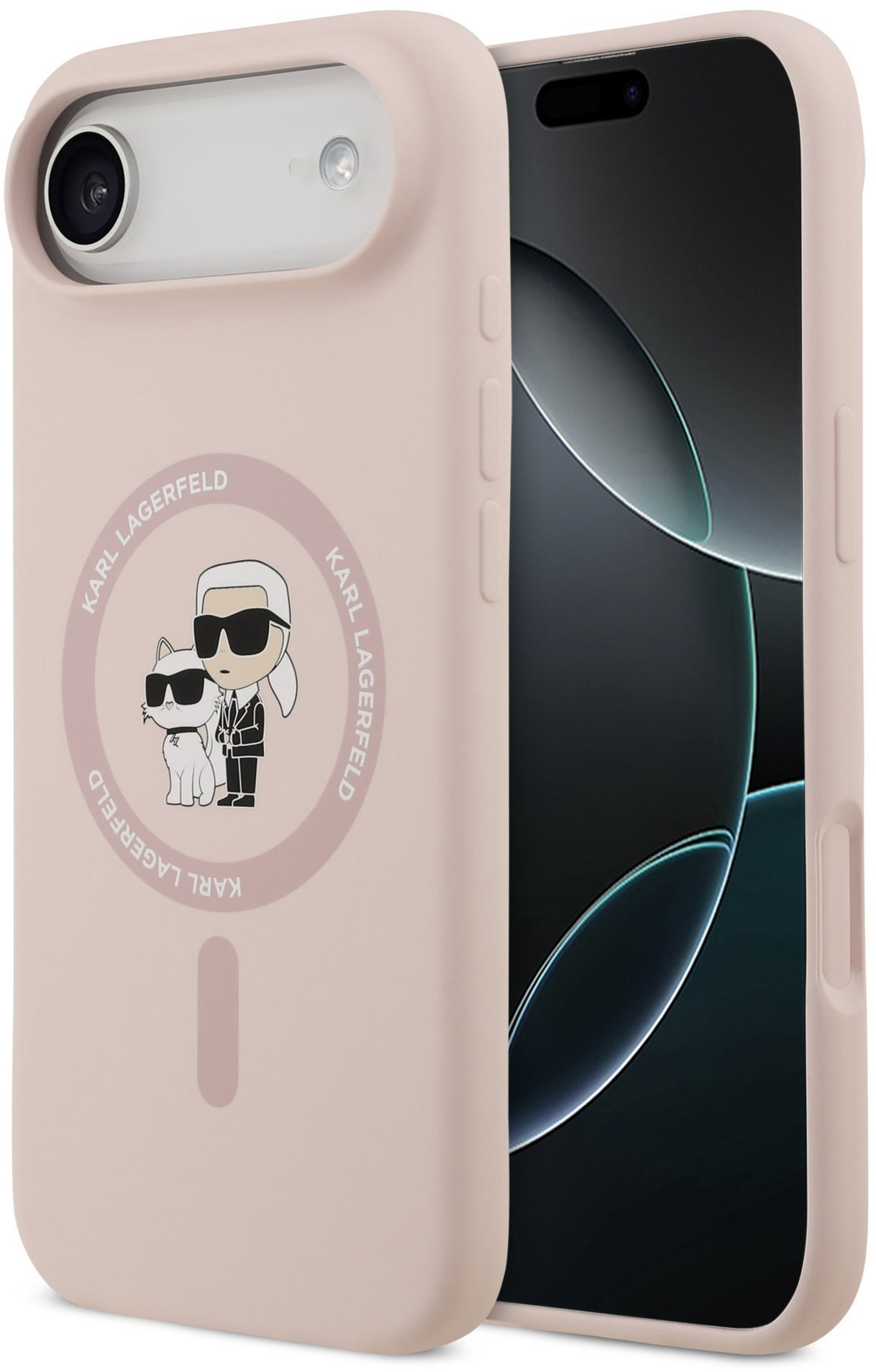 Karl Lagerfeld Liquid Silicone Karl and Choupette MagSafe Zadní Kryt pro iPhone Air Pink
