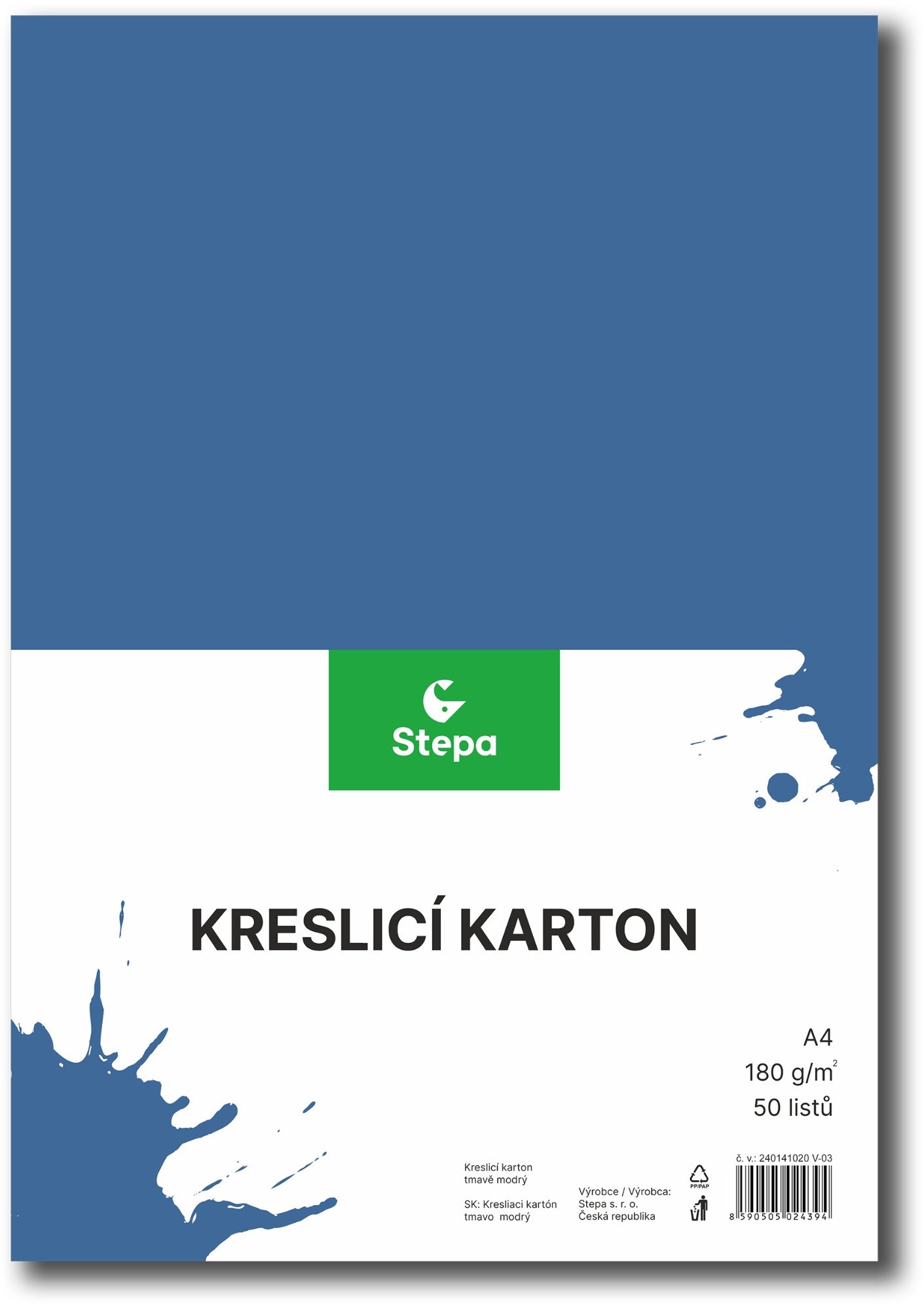 STEPA kreslicí karton A4, 50 listů, 180g/m2, tmavě modrý