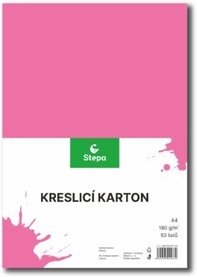 STEPA kreslicí karton A4, 50 listů, 180g/m2, růžový