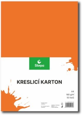 STEPA kreslicí karton A4, 50 listů, 180g/m2, oranžový