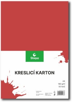 STEPA kreslicí karton A4, 50 listů, 180g/m2, červený