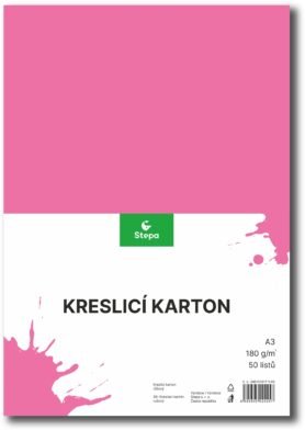STEPA kreslicí karton A3, 50 listů, 180g/m2, růžový