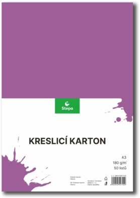 STEPA kreslicí karton A3, 50 listů, 180g/m2, fialový
