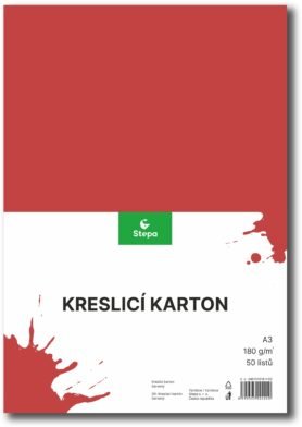 STEPA kreslicí karton A3, 50 listů, 180g/m2, červený
