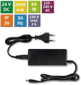 McLED Napájecí adaptér 84W, DC24V/3,5A, IP20, černý plast, s vidlicí