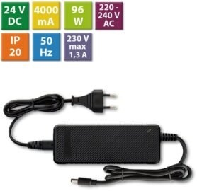 McLED Napájecí adaptér 96W, DC24V/4A, IP20, černý plast, s vidlicí