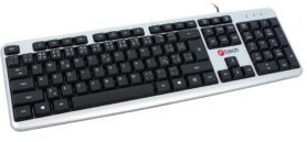 C-TECH KB-102 USB slim, stříbrno-černá - CZ/SK