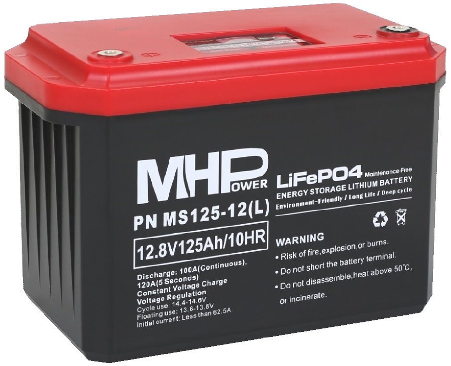 MHPower MS125-12(L) Lithium baterie LiFePO4 12V/125Ah, Terminál LC4 - M8
