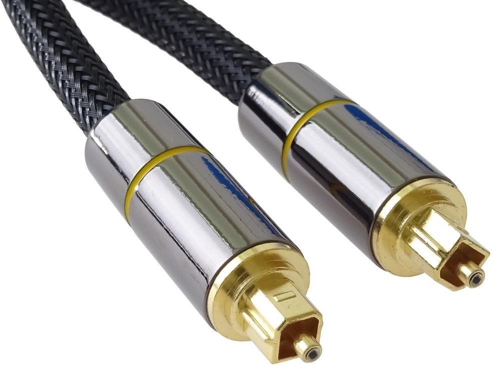 PremiumCord Optický audio kabel Toslink, OD:7mm, Gold-metal design + Nylon 3m