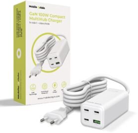 Mobile Origin GaN 100W Compact MultiHub Charger PW18 with 3x USB-C + USB-A