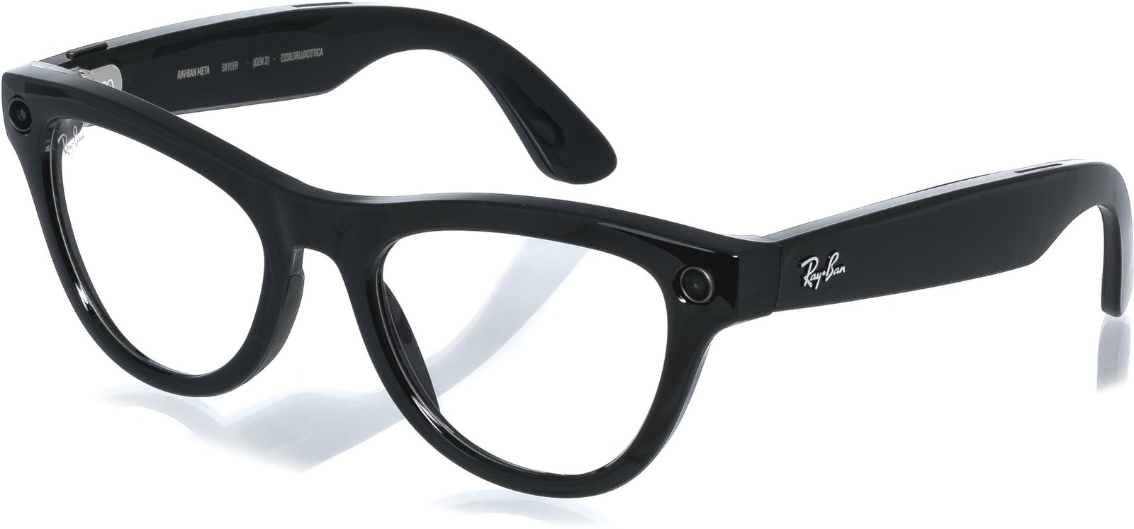 Meta RAY-BAN Meta Skyler (Standard) Smart Glasses (Gen 2) - Shiny Black, Clear to Graphite Green Tra